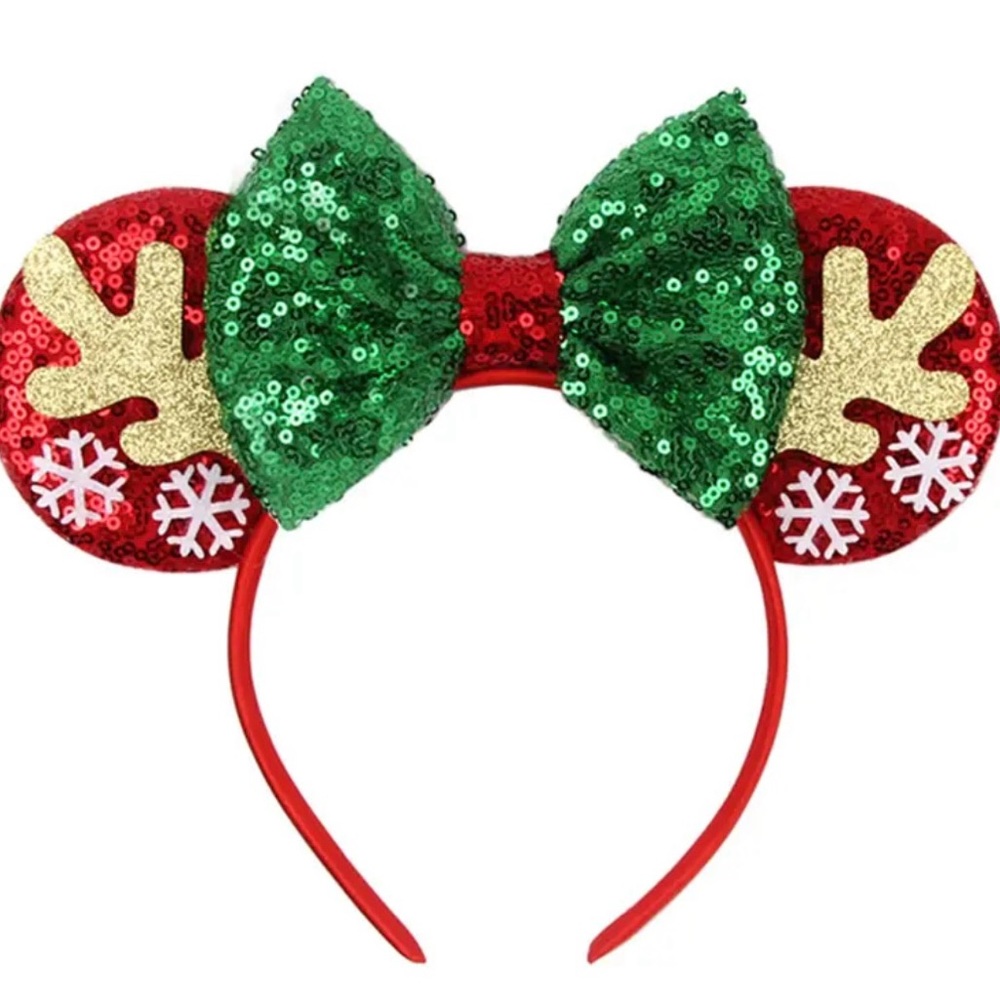 Christmas Disney Minnie Mouse Ears Headband with Sequins Bow Women & Girls